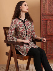 Hand Block Prints Cream Color Kurti