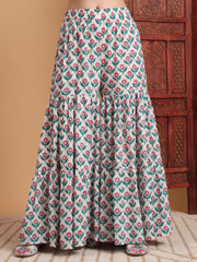 Hand Block Prints Chikankari kurti and Sharara Set