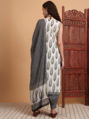 Hand Block Print White Kurta Set