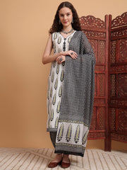 Hand Block Print White Kurta Set