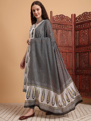 Hand Block Print White Kurta Set