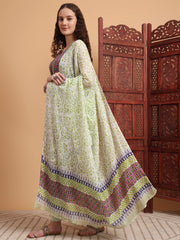 Hand Block Purple Kurta Set