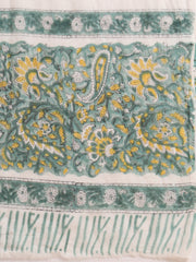 Hand Block Green Color Chikankari Kurta Set