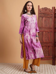 Hand Block Print Purple Color Chikankari Kurta Set