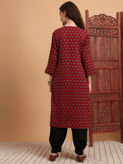 Hand Block Print Zardosi Work Kurta