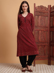 Hand Block Print Zardosi Work Kurta
