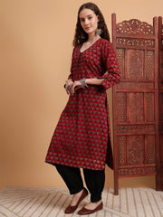 Hand Block Print Zardosi Work Kurta