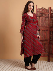 Hand Block Print Zardosi Work Kurta