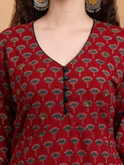 Hand Block Print Zardosi Work Kurta