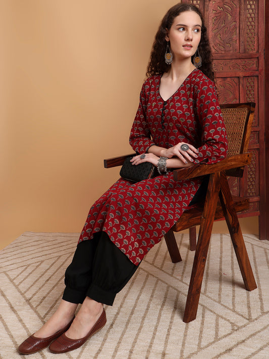 Hand Block Print Zardosi Work Kurta