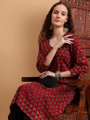 Hand Block Print Zardosi Work Kurta