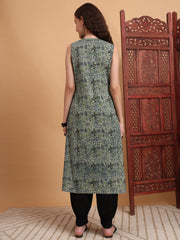 Hand Block Print Green Color Kurta