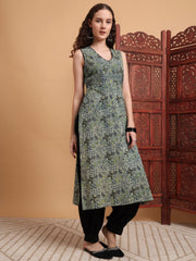 Hand Block Print Green Color Kurta