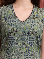 Hand Block Print Green Color Kurta