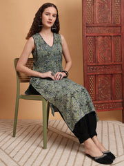 Hand Block Print Green Color Kurta