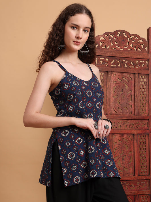 Hand Block Ajrak Print Kurti