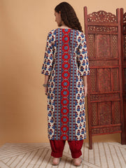 Hand Block Ajrak Prints Zardosi Embroidery Kurta