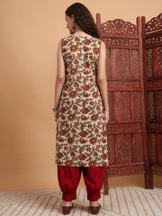Hand Block Cream Color Kurta