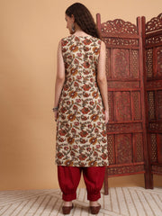 Hand Block Cream Color Kurta