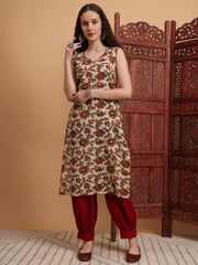Hand Block Cream Color Kurta