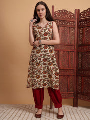 Hand Block Cream Color Kurta