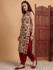 Hand Block Cream Color Kurta