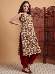 Hand Block Cream Color Kurta