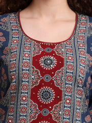Hand Block Ajrak Print Zardosi Embroidery