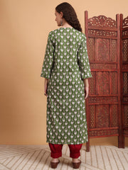Hand block Print Green Color Kurta