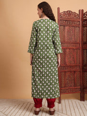 Hand block Print Green Color Kurta