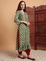 Hand block Print Green Color Kurta