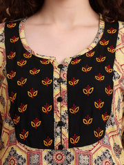 Hand Block Ajrak Print Yellow Chikankari Kurta