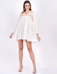 White Dobby Cotton Chikankari Dress - Sufiza Lifestyle