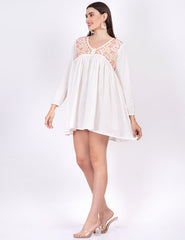 White Dobby Cotton Chikankari Dress - Sufiza Lifestyle