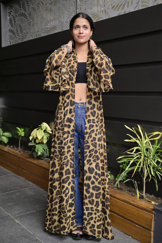 Georgette leopard Printed Shrug - Sufiza Lifestyle