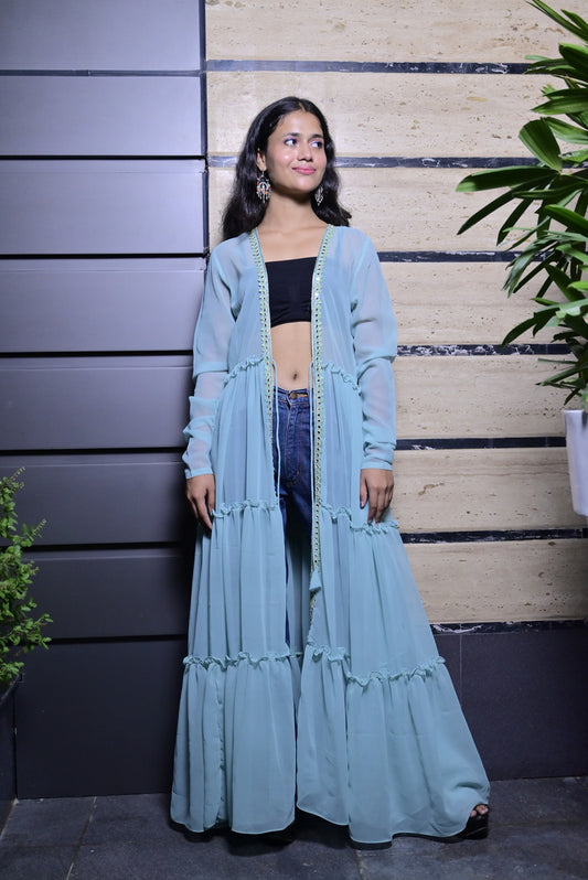 Sky Blue Hand work Shrug - Sufiza Lifestyle