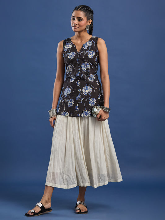 Women Hand Block Print Kurti , 100% Cotton Breathable fabric, Style with Plazzo, Denim and Skirt.