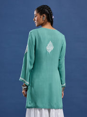 Modal Cotton Green Chikankari Kurti