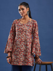 Hand Block Bagru Print Square Neck Pure Cotton Kurti-BPKU016