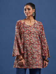 Hand Block Bagru Print Square Neck Pure Cotton Kurti-BPKU016