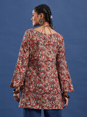 Hand Block Bagru Print Square Neck Pure Cotton Kurti-BPKU016