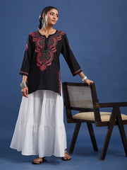 Chikankari Black Cotton Kurti S1007