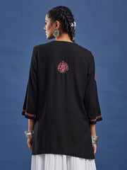 Chikankari Black Cotton Kurti S1007