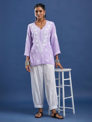 Modal Purple Color Chikankari Kurti