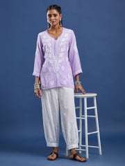 Modal Purple Color Chikankari Kurti