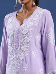 Modal Purple Color Chikankari Kurti
