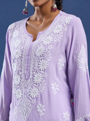 Modal Purple Color Chikankari Kurti