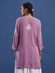 Modal Wine Color Chikankari Kurti