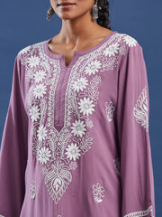 Modal Wine Color Chikankari Kurti
