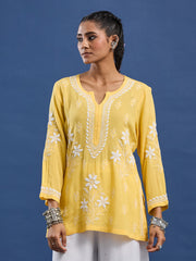 Modal Yellow Color Chikankari Kurti